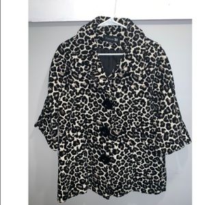 1/2 sleeve cheetah print pea coat